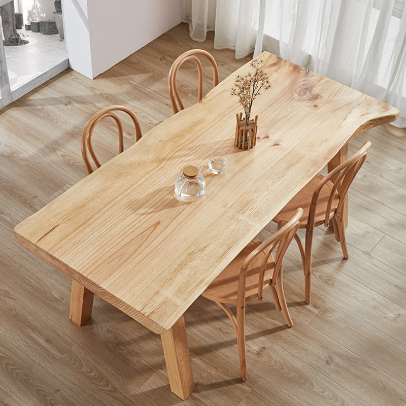 Rectangle Wood Dining Table Modern Pine Table in Nature with 4 Legs for Restaurant