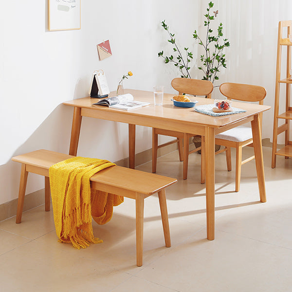 Rectangle Solid Wood Dining Table Modern Beech Wood Table in Nature with 4 Legs