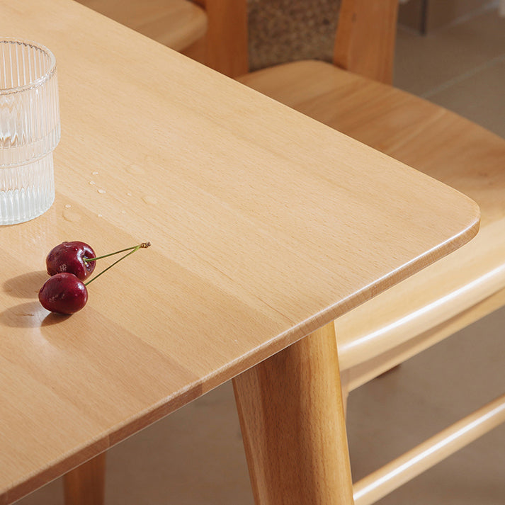 Rectangle Solid Wood Dining Table Modern Beech Wood Table in Nature with 4 Legs