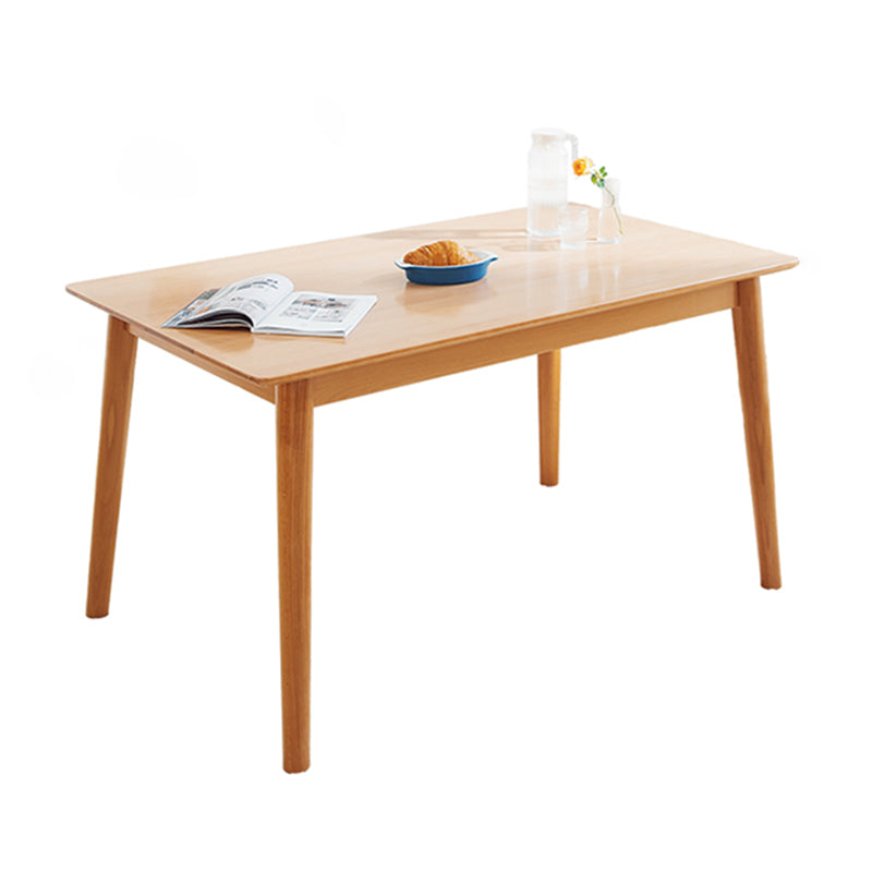 Rectangle Solid Wood Dining Table Modern Beech Wood Table in Nature with 4 Legs