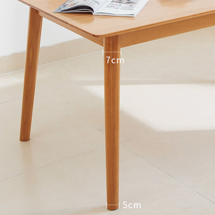 Rectangle Solid Wood Dining Table Modern Beech Wood Table in Nature with 4 Legs