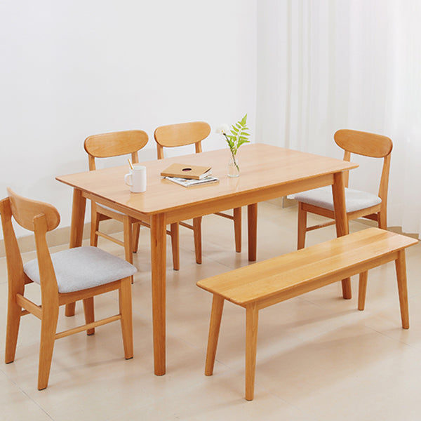 Rectangle Solid Wood Dining Table Modern Beech Wood Table in Nature with 4 Legs