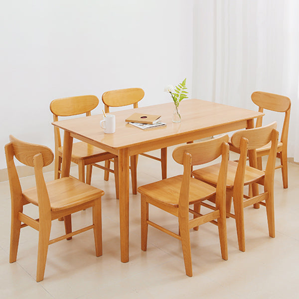 Rectangle Solid Wood Dining Table Modern Beech Wood Table in Nature with 4 Legs