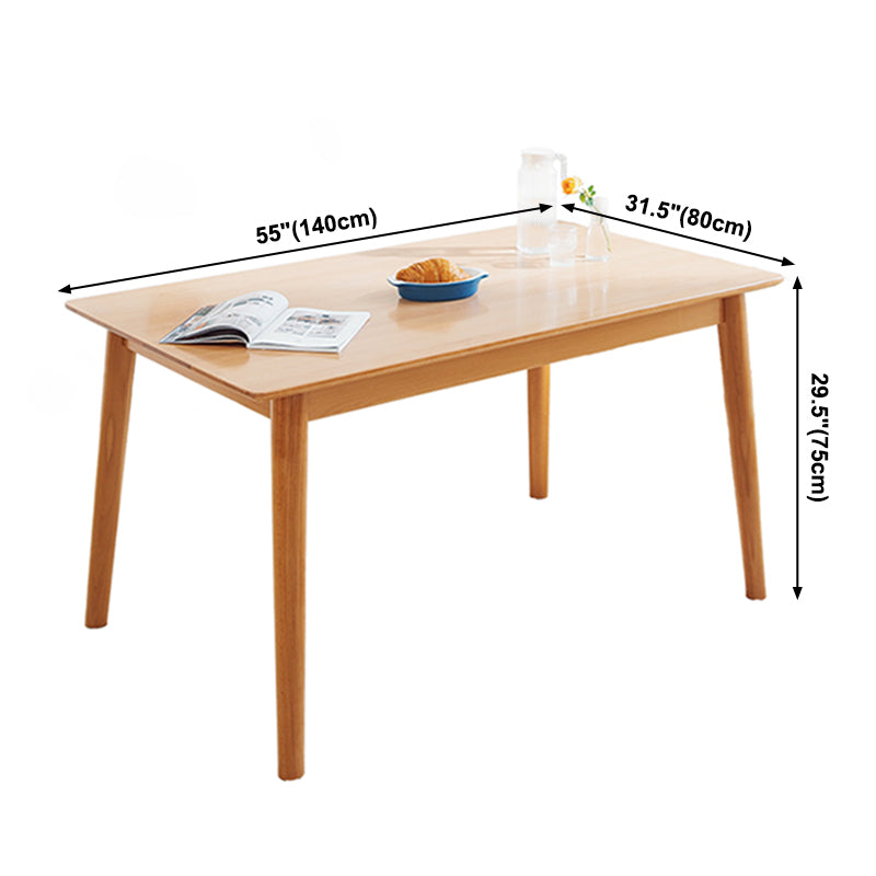 Rectangle Solid Wood Dining Table Modern Beech Wood Table in Nature with 4 Legs