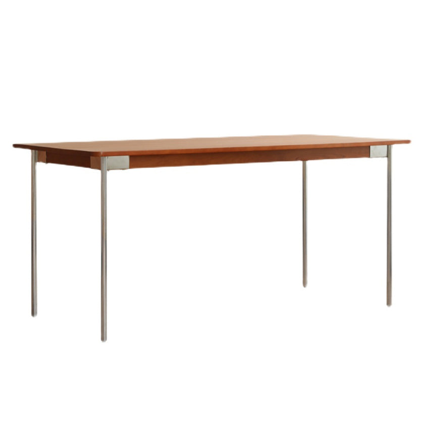 Mesa de comedor de madera maciza de boj, mesa rectangular con base metálica de 4 patas para el hogar