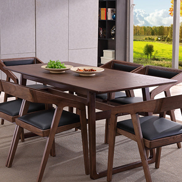 Table à manger en bois de cendres contemporain double piédestal à base de bois massif de base de base pour la maison