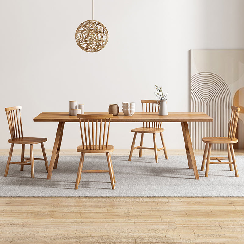 Rectangle Wooden Dining Table Modern Pine Table in Nature with Double Pedestal