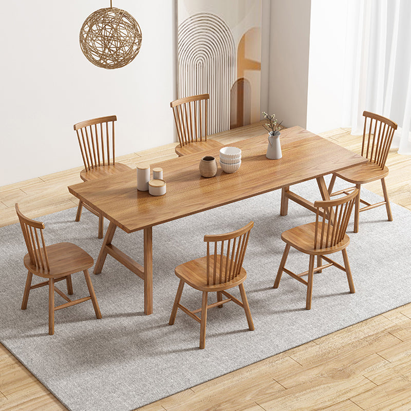 Rectangle Wooden Dining Table Modern Pine Table in Nature with Double Pedestal