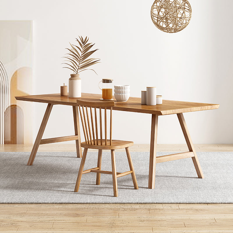 Rectangle Wooden Dining Table Modern Pine Table in Nature with Double Pedestal