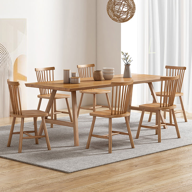 Rectangle Wooden Dining Table Modern Pine Table in Nature with Double Pedestal