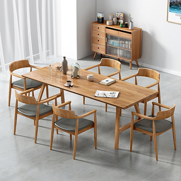 Rectangle Wooden Dining Table Modern Pine Table in Nature with Double Pedestal