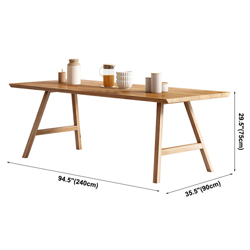 Rectangle Wooden Dining Table Modern Pine Table in Nature with Double Pedestal