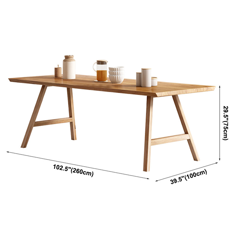 Rectangle Wooden Dining Table Modern Pine Table in Nature with Double Pedestal