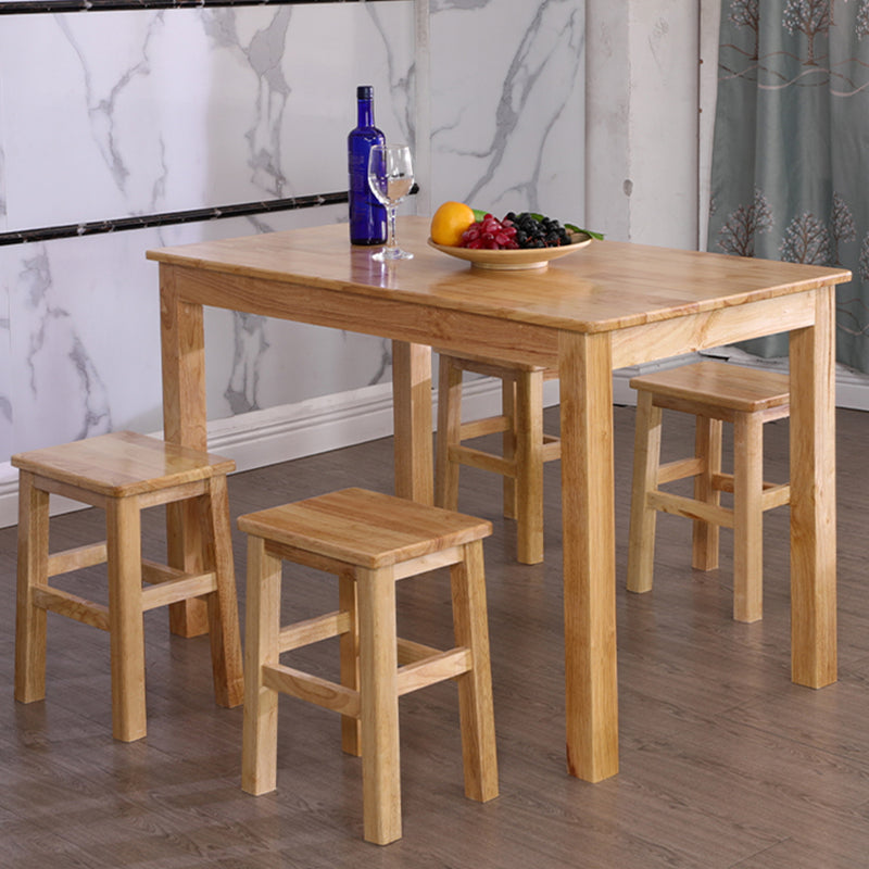 Contemporary Style Oak Dining Table 4 Legs Solid Wood Base Table for Home