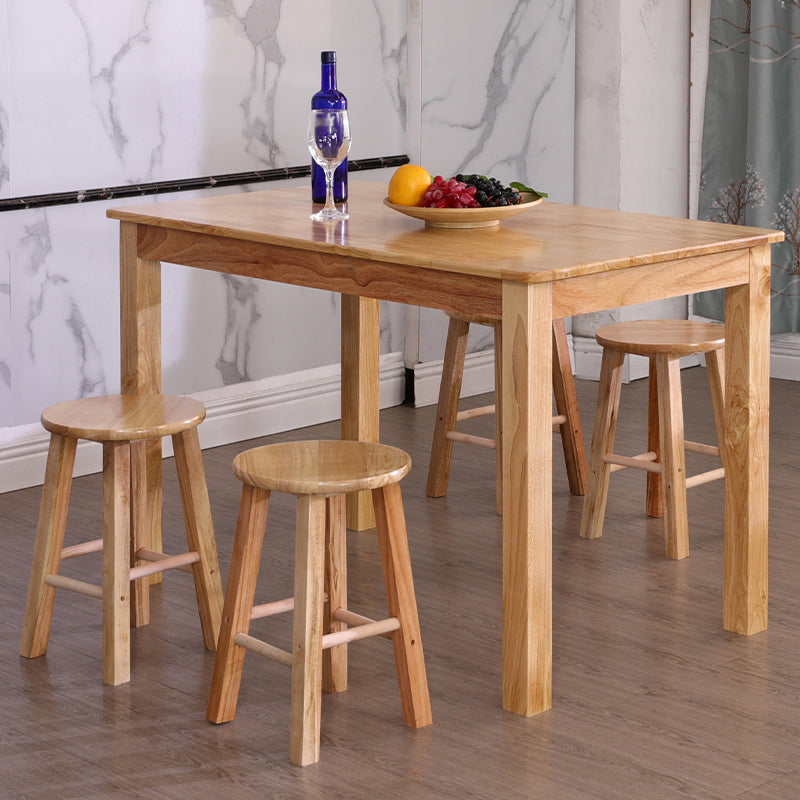 Contemporary Style Oak Dining Table 4 Legs Solid Wood Base Table for Home