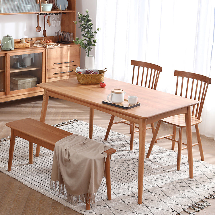 Mesa de comedor rectangular de madera de cerezo Mesa de madera moderna en la naturaleza con 4 patas