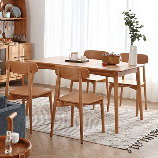 Mesa de comedor rectangular de madera de cerezo Mesa de madera moderna en la naturaleza con 4 patas