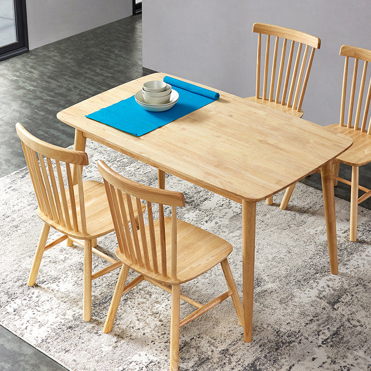 Rubberwood vaste houten eettafel 4 benen basis houten tafel voor keuken
