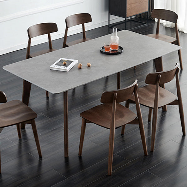 Industrial Rectangle Dining Table for Restaurant Sintered Stone Top Table with 4 Legs
