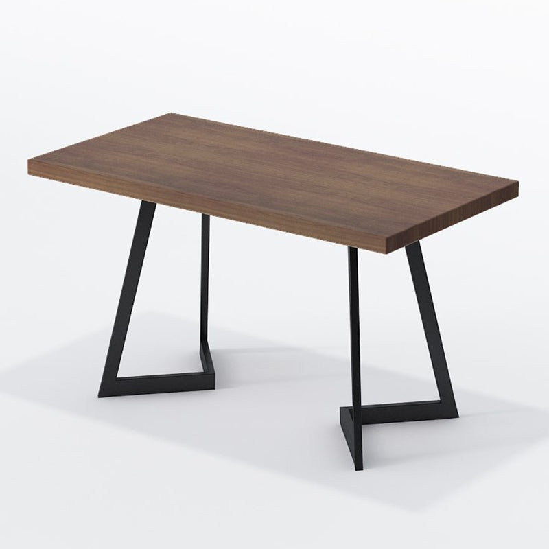 Industrial Brauner Esstisch Massivholz Tisch mit Metallbasis für Esszimmer