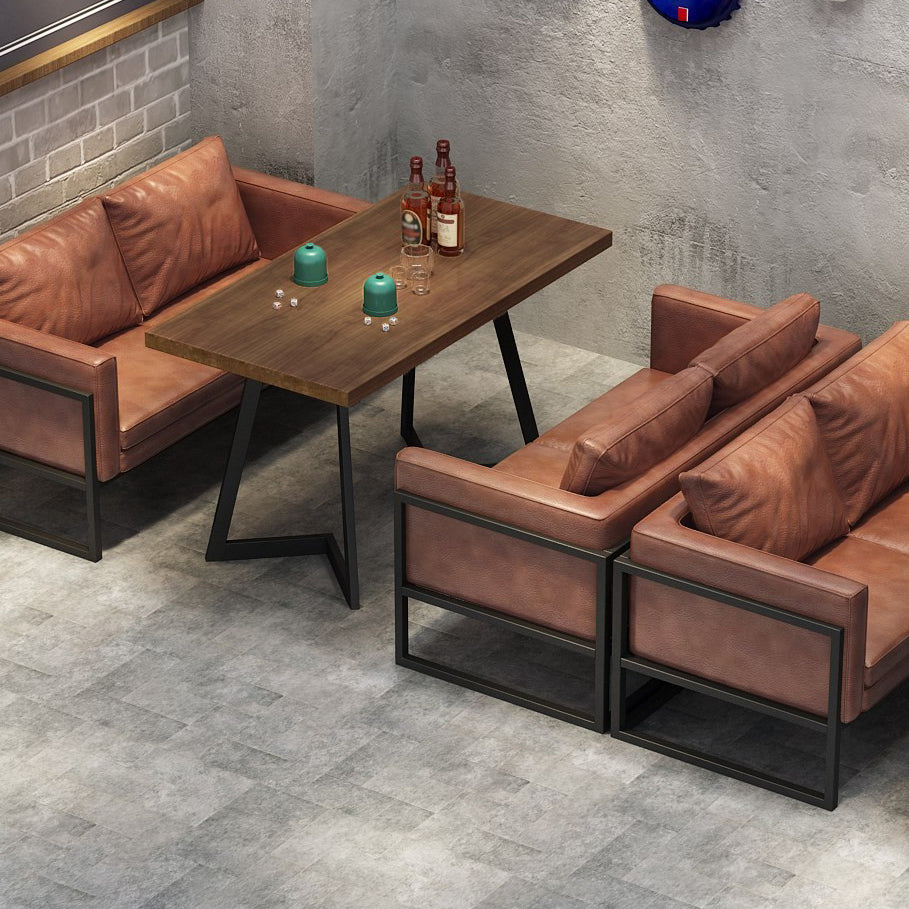 Industrial Brauner Esstisch Massivholz Tisch mit Metallbasis für Esszimmer