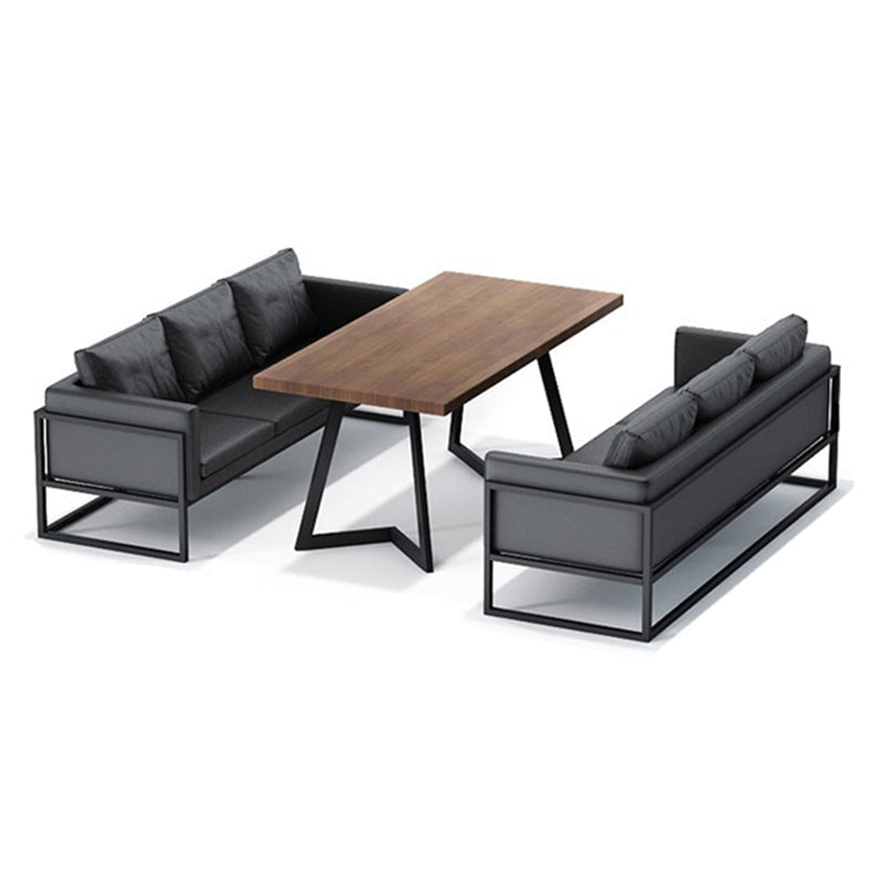 Industrial Brauner Esstisch Massivholz Tisch mit Metallbasis für Esszimmer