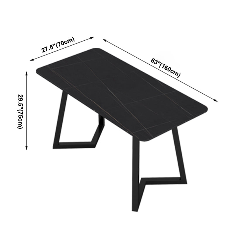Mesa de mesa de estilo industrial con marco negro para comedor