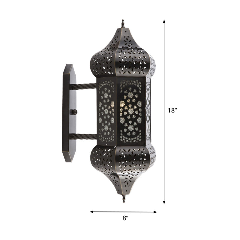 Arabische lantaarn Wand SCONCE VERLICHTING 1 licht metallic wandmontage Lamp in het zwart voor buiten