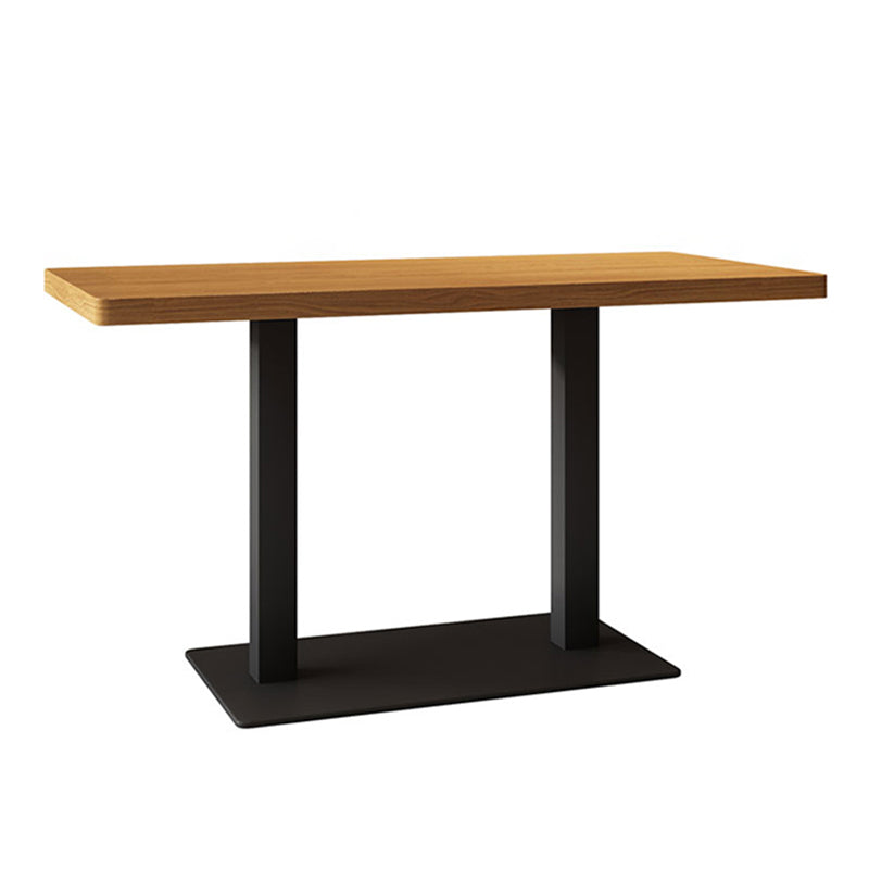 Table en bois de table de dîner brune industrielle avec cadre noir pour salle à manger