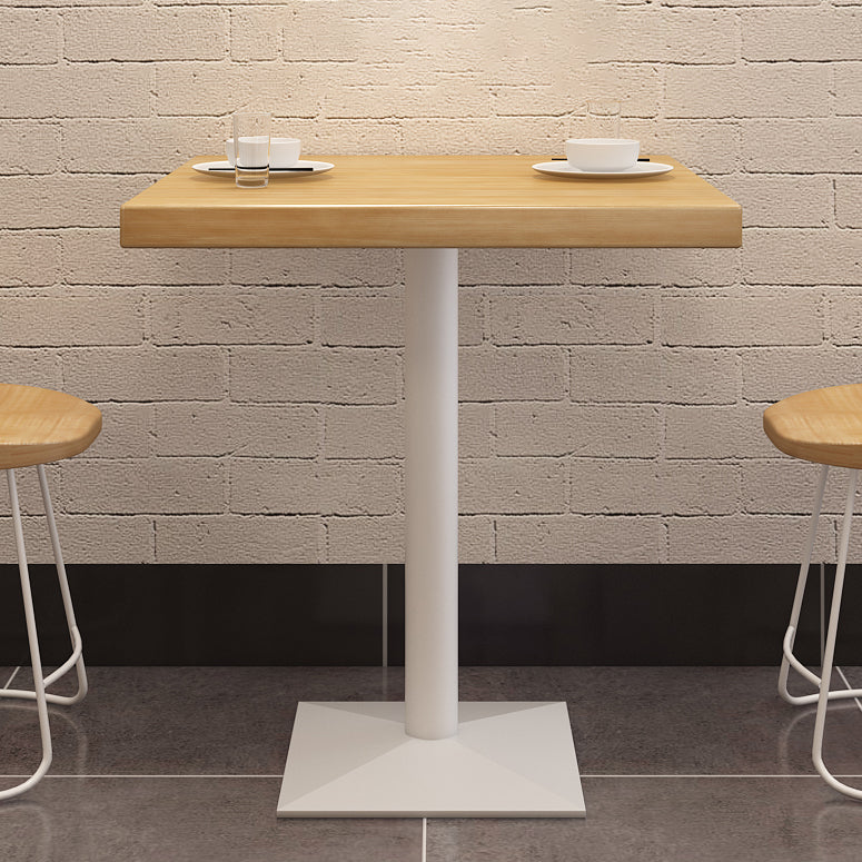 Square Wooden Fir Table Industrial Dining Table with Metal Pedestal Base