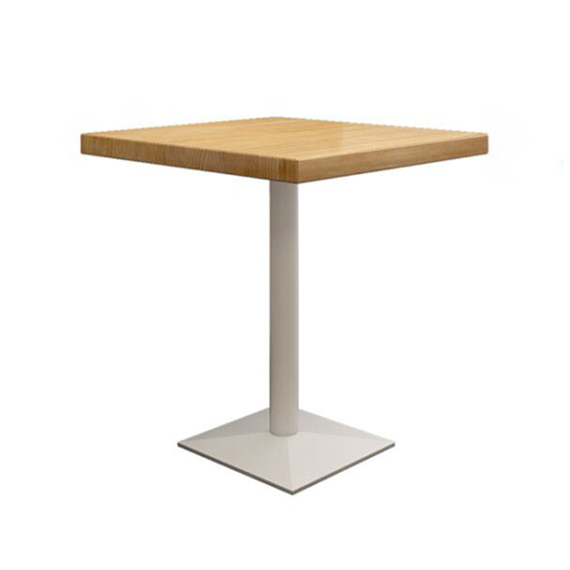 Square Wooden Fir Table Industrial Dining Table with Metal Pedestal Base