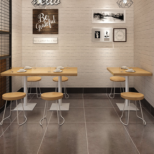 Square Wooden Fir Table Industrial Dining Table with Metal Pedestal Base