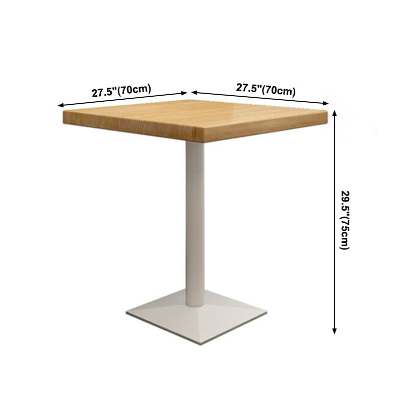 Square Wooden Fir Table Industrial Dining Table with Metal Pedestal Base