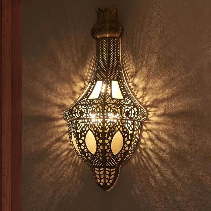 Brass 2 lampadina Aiuminazione da parete Flaimpe di metallo anticato a forma di araba lampada con applique a araba