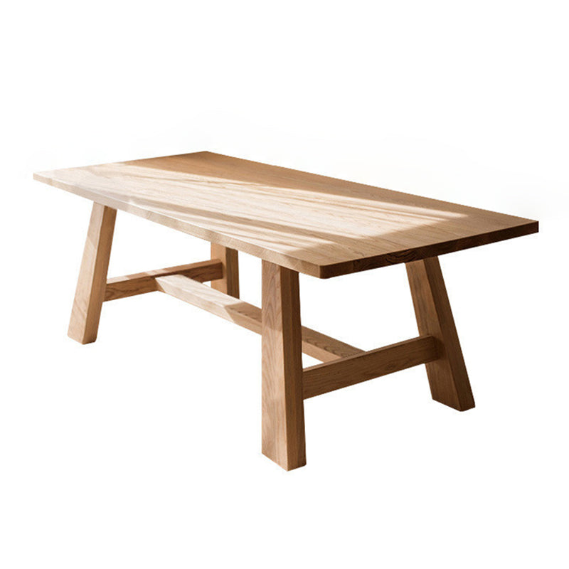 Rectangle Pine Solid Wood Table in Nature Modern Dining Table with Trestle Base for Restaurant