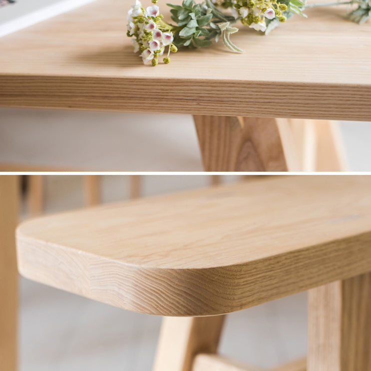 Rectangle Pine Solid Wood Table in Nature Modern Dining Table with Trestle Base for Restaurant