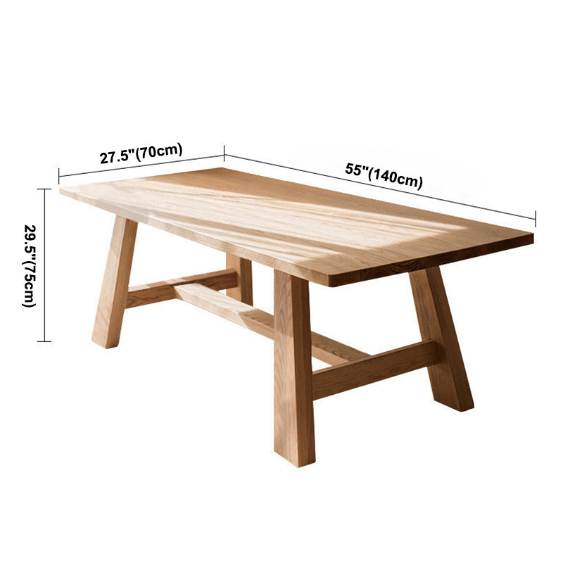 Rectangle Pine Solid Wood Table in Nature Modern Dining Table with Trestle Base for Restaurant