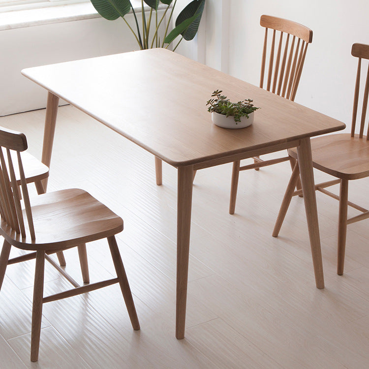 Table rectangulaire en bois de chêne, Table de salle à manger moderne avec 4 pieds pour Restaurant