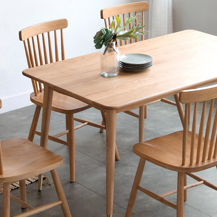 Table rectangulaire en bois de chêne, Table de salle à manger moderne avec 4 pieds pour Restaurant