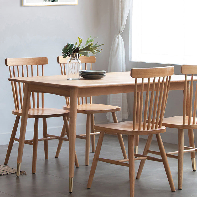 Table rectangulaire en bois de chêne, Table de salle à manger moderne avec 4 pieds pour Restaurant