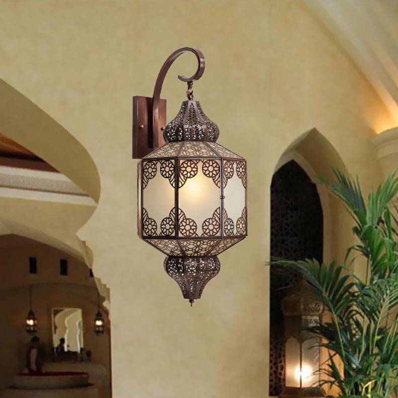 1 Kopf Metallic Leuchtenbeleuchtung traditionelle schwarze Laternen -Außenlampe im Freien