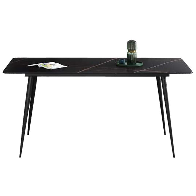 Industrial Home Sintered Stone Dining Table 4 Legs Carbon Steel Base Rectangle Table