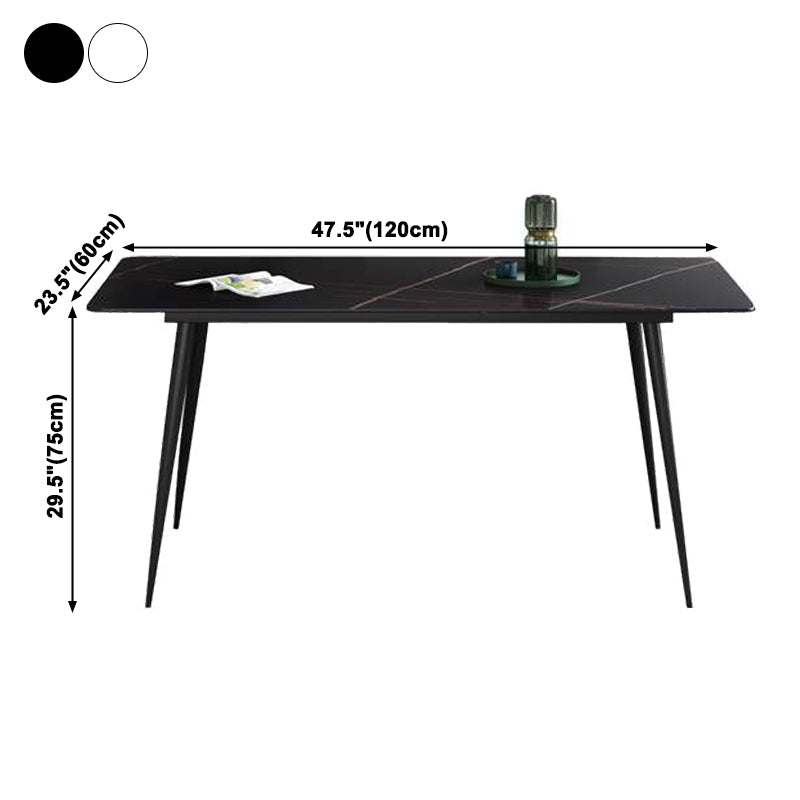 Industrial Home Sintered Stone Dining Table 4 Legs Carbon Steel Base Rectangle Table