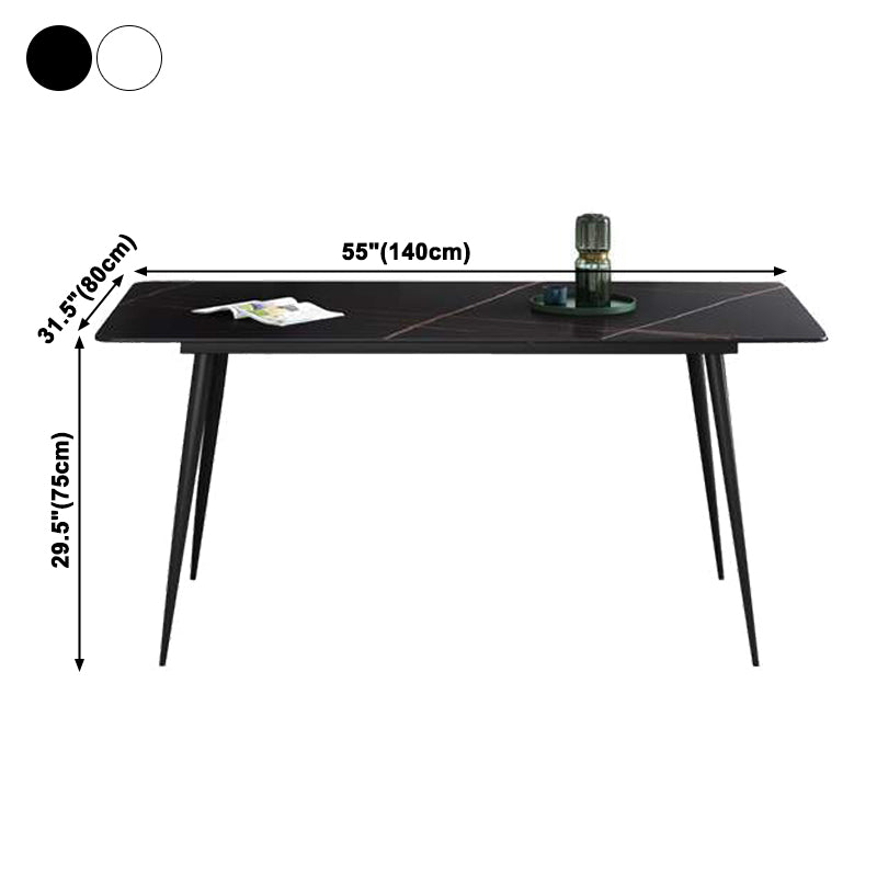 Industrial Home Sintered Stone Dining Table 4 Legs Carbon Steel Base Rectangle Table