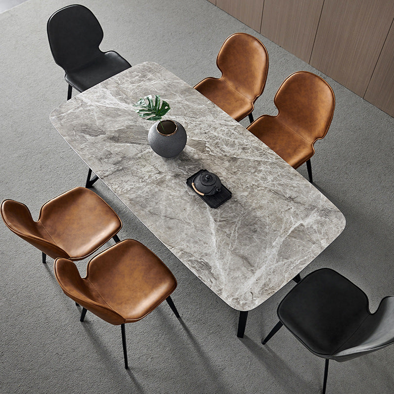 Gesinterde steen moderne rechthoek eettafel grijze steen boventafel met 4 poten
