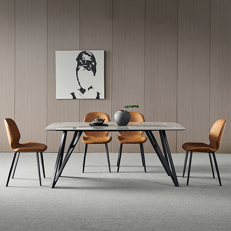 Gesinterde steen moderne rechthoek eettafel grijze steen boventafel met 4 poten