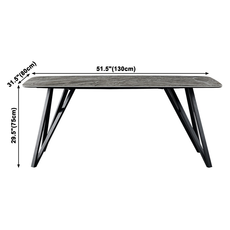 Gesinterde steen moderne rechthoek eettafel grijze steen boventafel met 4 poten