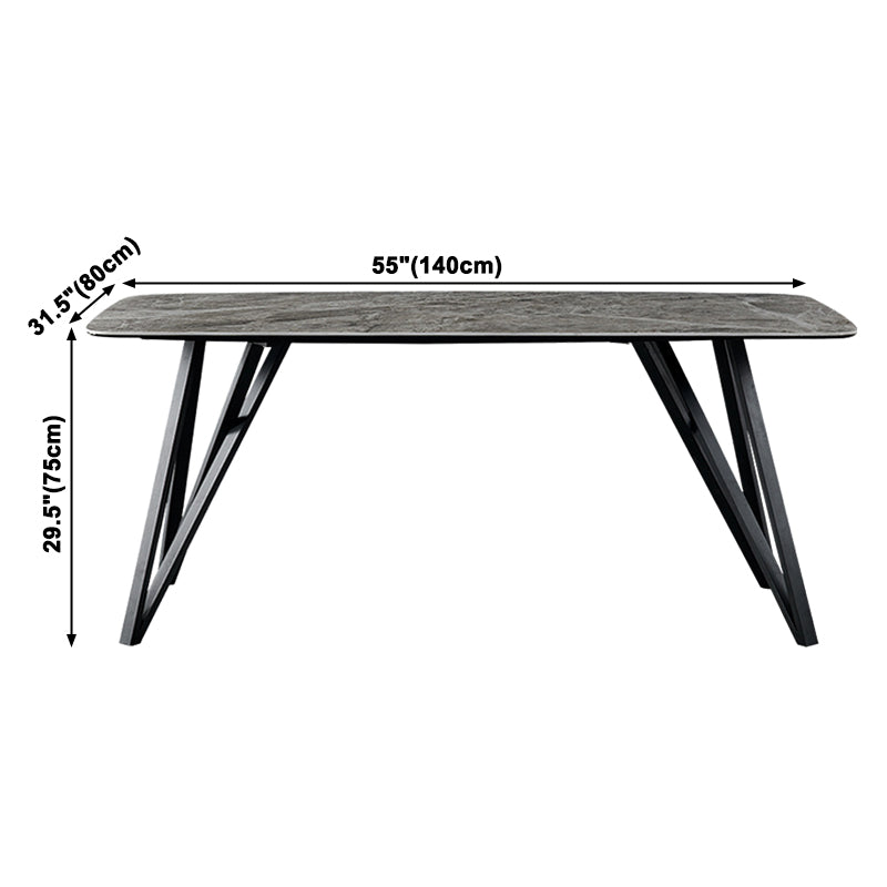 Gesinterde steen moderne rechthoek eettafel grijze steen boventafel met 4 poten