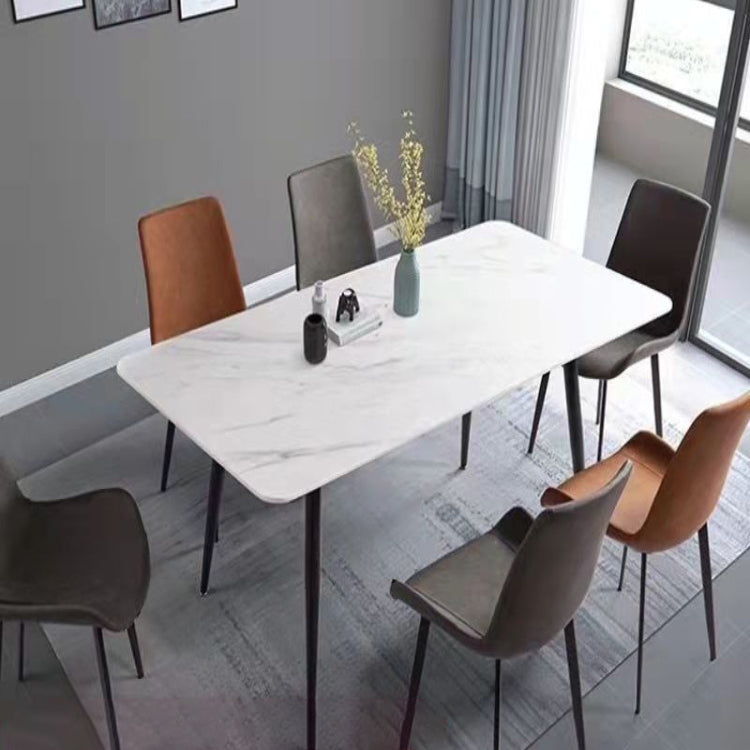 Industrial Style Home Sintered Stone Dining Table Rectangle Table with Metallic Base