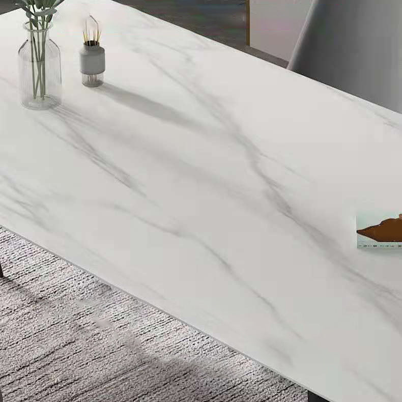 Industrial Style Home Sintered Stone Dining Table Rectangle Table with Metallic Base